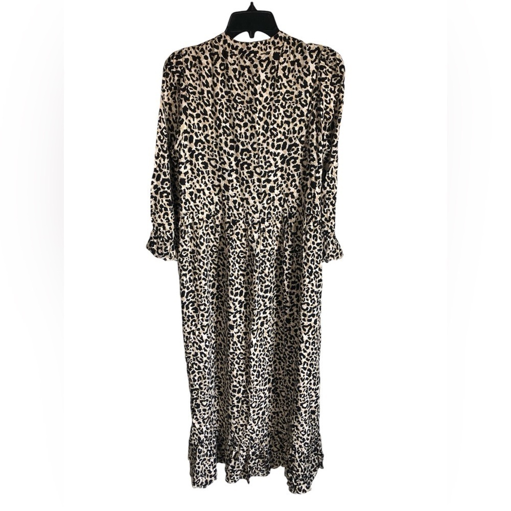 ASOS NWOT Leopard Print Cottage Prairie Button Up Tier Smocked Maxi Dress Size 6 - Picture 6 of 9